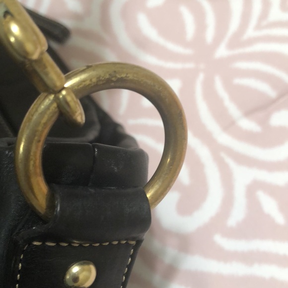 Coach Hampton Pleated Black Leather Hobo Bag - Picture 14 of 15